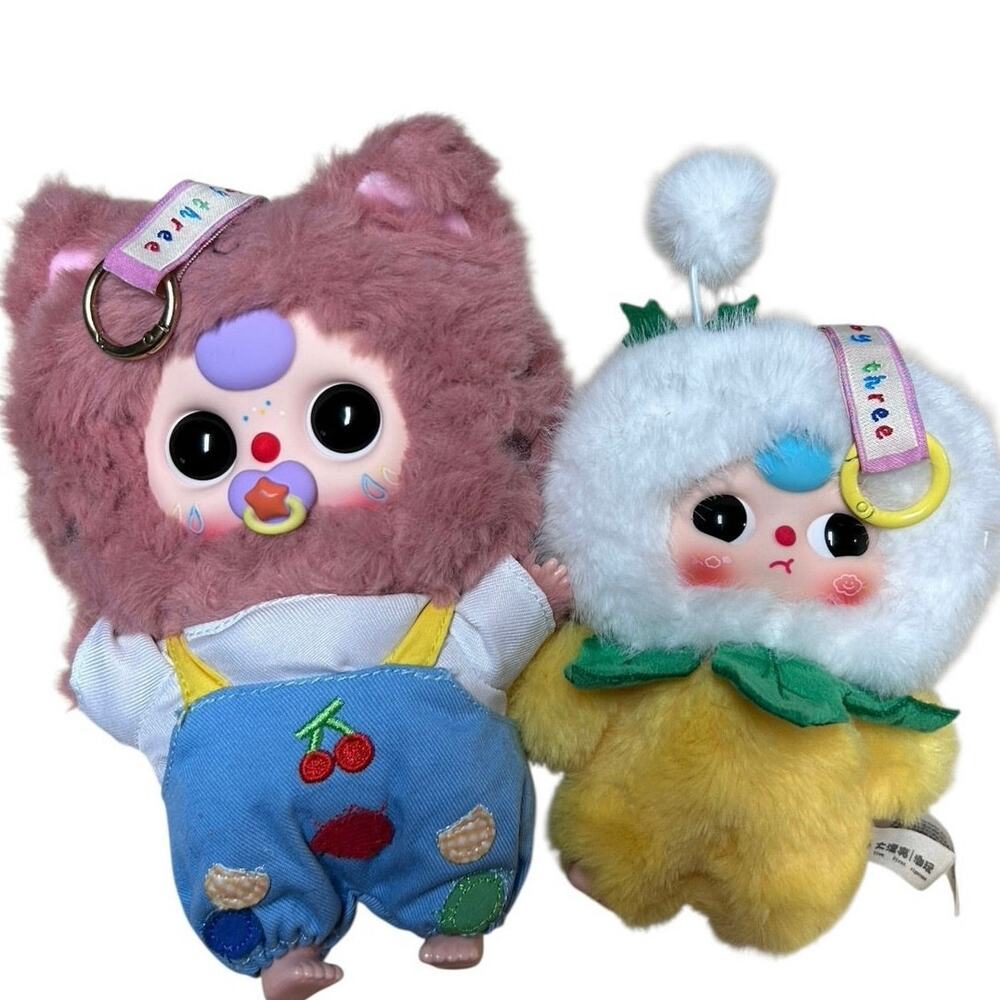 Baby Three Plush Pendant/Key Ring Lot of 2. Special Eyes